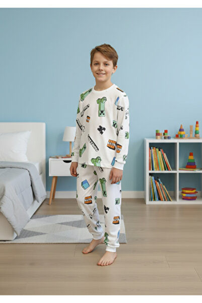 bunny hopp Σετ πιτζάμες με μακρυμάνικο χτενισμένο βαμβακερό μονόχρωμο βαμβακερό 100% βαμβάκι για αγόρια