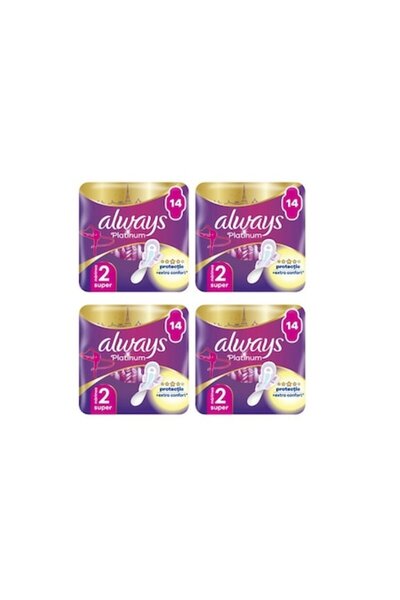Always Set 4 x sanitary pads - 14 pcs, Platinum, super absorbency, comfort, l...