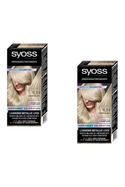 Syoss Pack of 2 x Metallic Collection Permanent Hair Dye 9-53 Bright Silver 115 ml