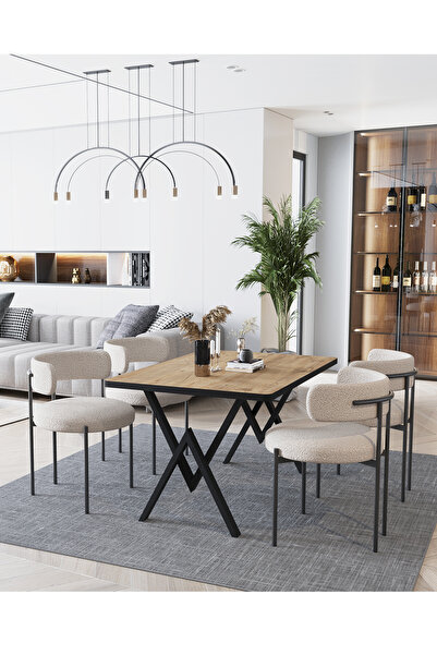 ah assel home Teddy Sandalye 80x120 Yemek Masası Mutfak Masası 4 Kişilik Masa...