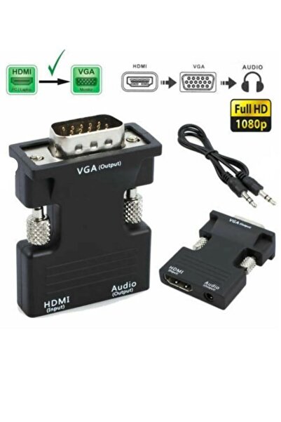 KRL Ses Destekli Hdmi to Vga Kablo Çevirici Dönüştürücü