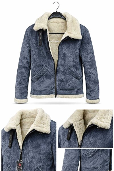 Athletic Sports ERKEK KADİFE MONT KÜRKLÜ İÇİ PELUŞ FERMUARLI KIŞLIK CEKET