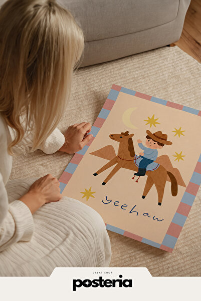 Posteria Vintage Çocuk Odası Dekoru, Bohem İskandinav Çocuk Odası Posteri, Ço...