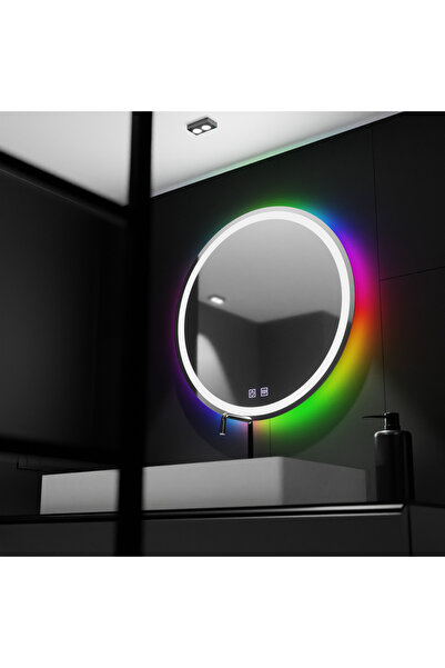 Alista Home Oglindă rotundă cu LED 60 cm, Spectrum Touch, RGB, sistem de deza...