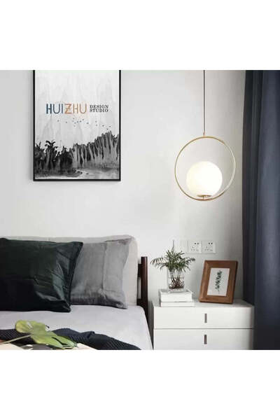 Alista Home LOFT Haven Pendant Lamp, 1 x E27, White/Gold, Metal, Adjustable Height