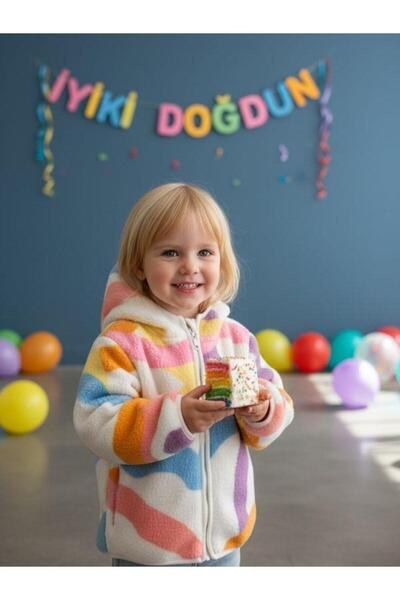 Zekids Girl's Patterned Hooded Fleece Coat