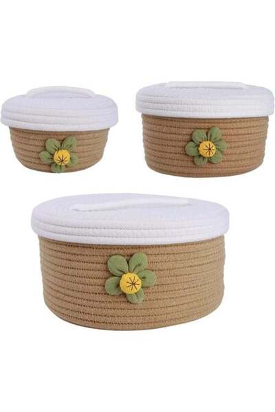 genernic Set of Woven Cotton Storage Baskets with an Elegant Touch for Your Home