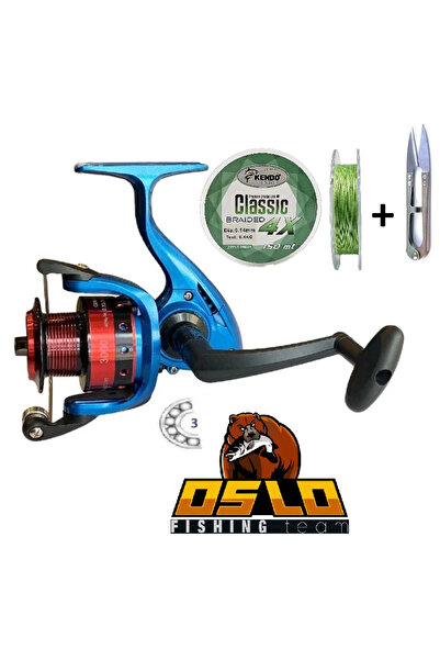 Oslo 3000 Metal Head 3 Ball Model 13 Wire Line Wrapped Spin Fishing Reel