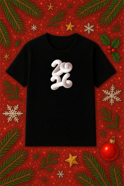 SVART WEAR تي شيرت قصة فضفاضة بطابع السنة الجديدة تي شيرت عيد الميلاد