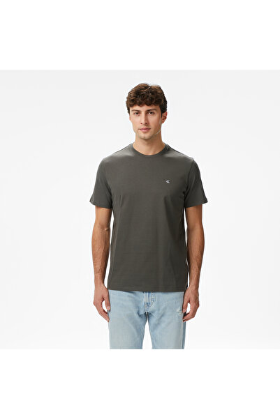 Calvin Klein Classic Monogram Erkek Gri T-Shirt