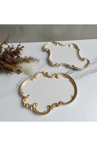 Atölye Pina El Yapımı Vintage Dekoratif Sunum Tabağı | Mum, Kahve Tepsisi