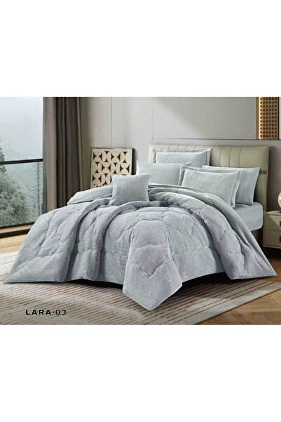 LUXURY Lara double bedspread made of velvet and soft fur with a modern design, 230x250
