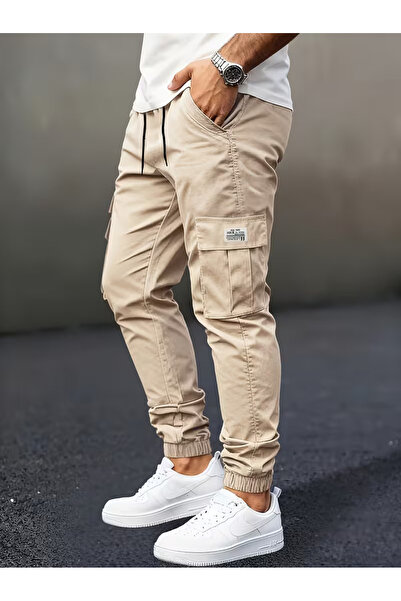 VIKUNYA بنطلون كارجو رجالي من القطن عالي الجودة مع جيوب جانبية من الجبردين للموسم الجديد
