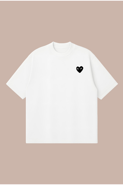 PURE POWER تي شيرت Comme Des Garçons باللون الأسود Boxy Fit قصة فضفاضة للجنسي...