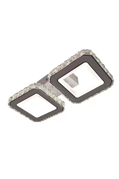 Alista Home Candelabru LED QUADRIS cu telecomandă și cristal, 24W, 2 pătrate,...