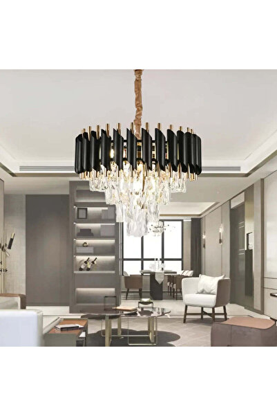 Alista Home Crystal Chandelier VERSAILLES Nobile 4×E14, Ø40 cm, Glossy Gold & Black, Adjustable Height