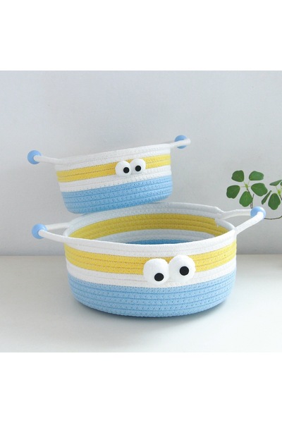 Generic Funny Eyes Design Round Colorful Cotton Rope Storage Basket
