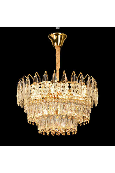 Alista Home Crystal Chandelier CC 6687/500 GD, 9 x E14, Ø49 cm, Glossy Gold, Adjustable Height