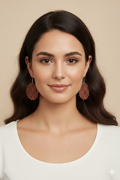 DER&İST BUTİK Örgü Küpe Yuvarlak Desen