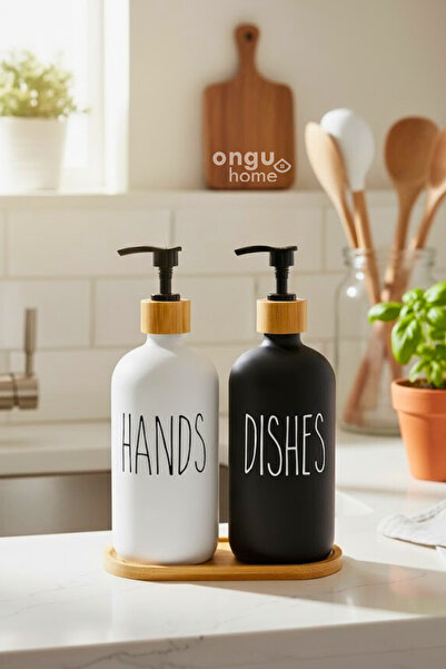 ongu home Sıvı Sabunluk ve Bulaşık Deterjanı Bambu Oval Standlı Sıvı Sabunluk...