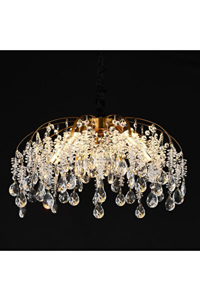 Alista Home Candelabru de cristal CC 9321/5 FGD, 5 x E14, Diametru 49 cm, Auriu