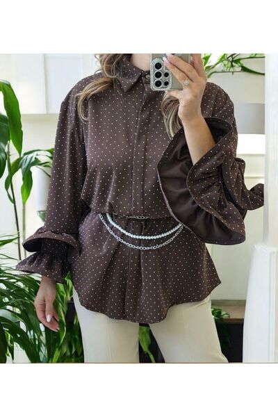 styleFlex Camasa eleganta cu strasuri si volane la maneca