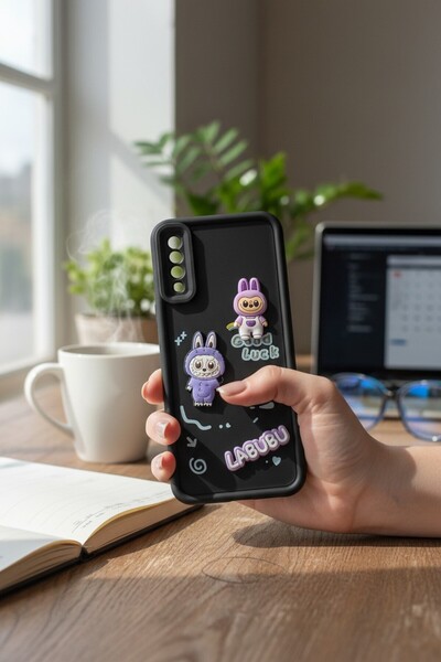 batuteknoloji Samsung Galaxy A70 Labubu Kabartma Yüzeyli Çikolata BTU Silikon...