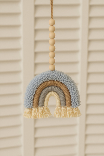 MACROMEKİDS Boncuklu Macrome Gökkuşağı Kapı ve Duvar Süsü | Aksesuar Hediyelik | Bebek Odası & Duvar Dekoru