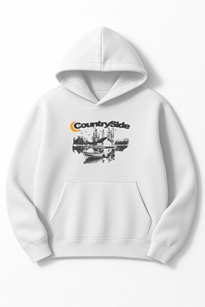 Altair Tr قصة فضفاضة سويت شيرت للجنسين من كانتري سايد مطبوع بغطاء رأس