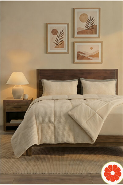 POMELO HOME %100 Pamuk Waffle Uyku Seti | Yorgan + 1 Yastık Kılıfı + Çarşaf |...