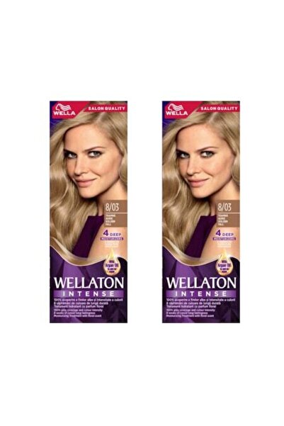 Wella Set vopsea de păr permanentă Wellaton 8/03 Aurum de toamnă, 2 x 110 ml