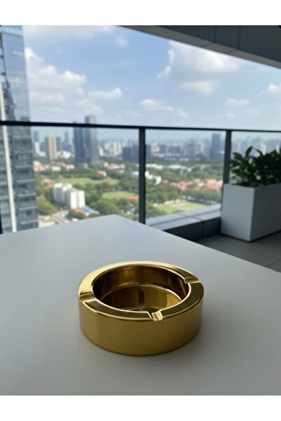 abnturk Gold Renkli 12 cm Çaplı Paslanmaz Çelik Metal Şık Görünümlü Kül Tabla...
