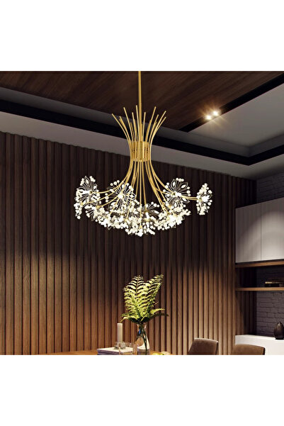 Alista Home Candelabru de cristal Zetos 13 x G4 Auriu, Diametru 49 cm