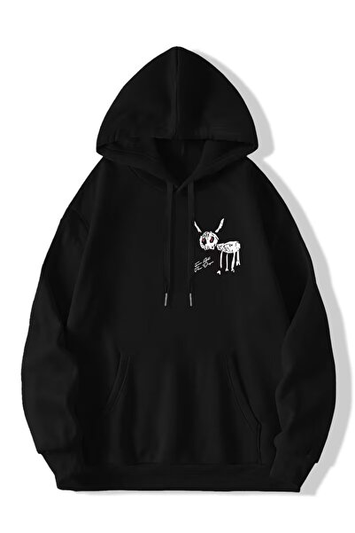 LELVANİ سويت شيرت كوزو مطبوع نمط بغطاء رأس للجنسين