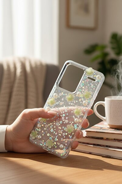 batuteknoloji Xiaomi Redmi Note 13 Pro Plus 5G Simli Taşlı Gül Desenli Aşk Şe...