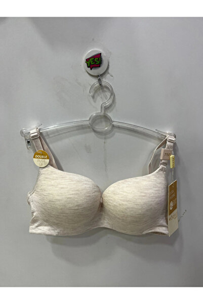 Belvü Women's Double Supported Combed Cotton Melange Sand Beige Bra