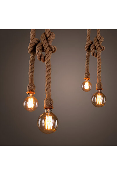 Alista Home Vintage Chandelier CORDA, 2 x E27, Rope & Metal, 2 x 100 cm, Black