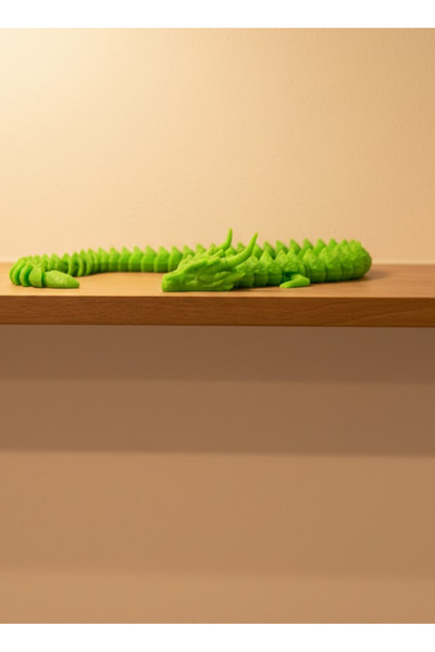 CT STONES Figurină de dragon verde mobilă, cu corp lung, design de colecție