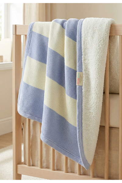 Tuabella Plush Inside Baby Blanket 80X90 cm Double-Sided Knitted Blanket