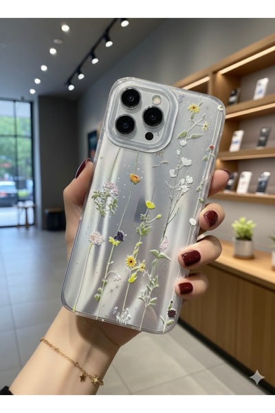 OVADA iPhone 16 PRO MAX Uyumlu Kamera Koruma Çıkıntılı Sarmaşık Desenli Parla...