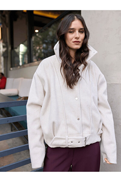 Kardelen Butik Store Stamp Coat Stone Color