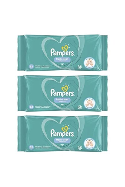 Pampers Fresh Clean Wet Wipes Set, 3 Packs x 52 Wipes