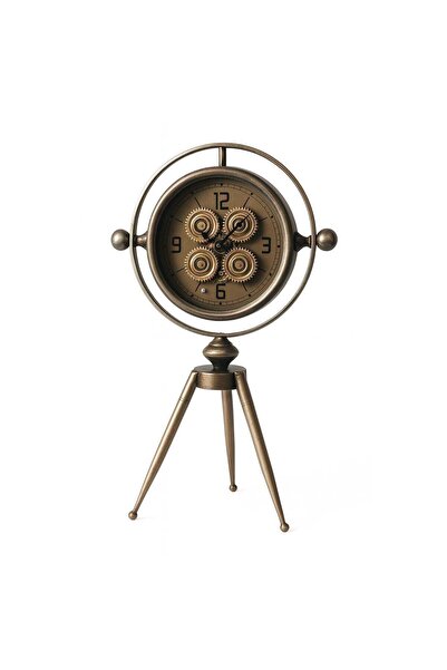 YASAR CONCEPT Triphoron Metal Çarklı Tripod Masa Saati 39x65 Cm