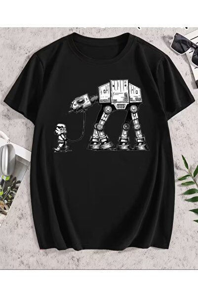 LELVANİ Тениска с принт на робот куче, унисекс