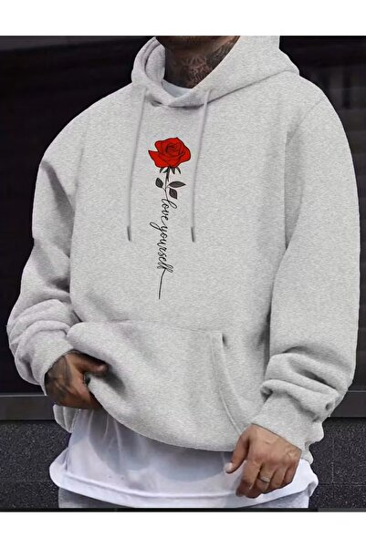 LELVANİ Φούτερ με κουκούλα με στάμπα Rose and LOVE YOURSELF