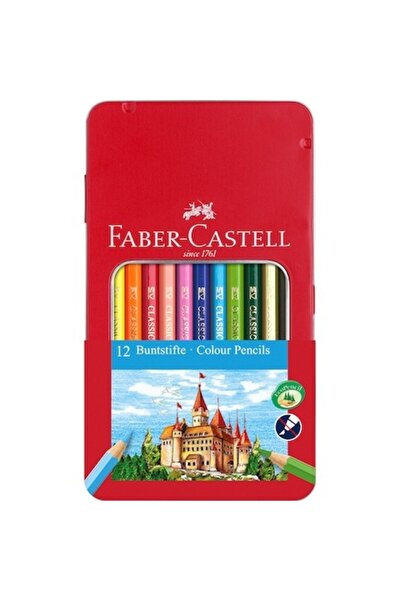 Faber Castel Creioane colorate Faber-Castell, 12 culori, cutie metalică