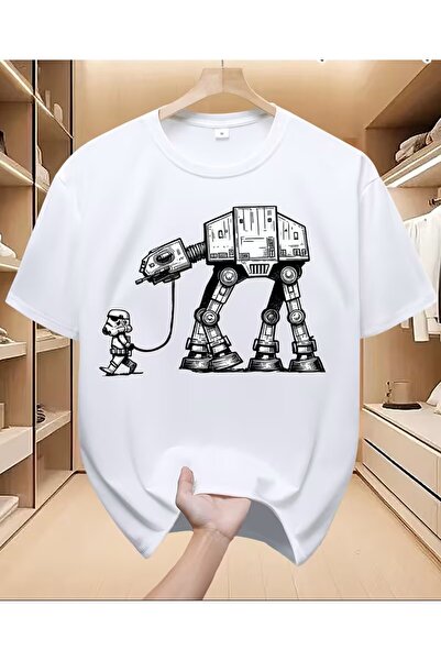 LELVANİ Тениска с принт на робот куче, унисекс