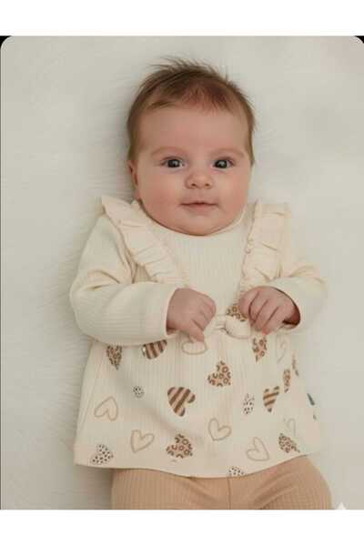 nazarbebe Heart Patterned 2-Piece Baby Set 3-6-9-12 Months