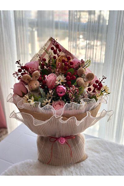 Ahsen Collection Pembe solmayan otantik kokinalı solmayan buket