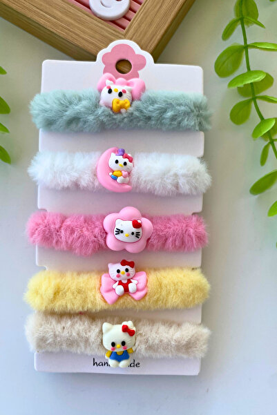 Nisankids Kız Çocuk Peluş 5'li Lastik Toka